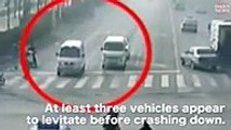 'Levitating' cars in China sparks viral video