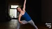 Extended Side Angle Pose — girl introducing showing how to do yogas