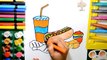 Draw Color Paint Hamburger with Sauces Coloring Pages and Learn Colors for Kids