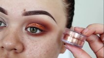 Orange Copper Glitter Eyes & Matte Brown Lip | Full Face Makeup Tutorial | Makeupwithjah