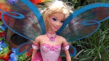 Barbie Fairies meet Frozen Elsa and Anna Toddlers! Disney Princesses Flying Adventure Toys In Action
