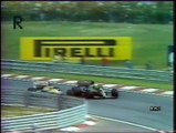 Gran Premio d'Ungheria 1986: Primo sorpasso di N. Piquet ad A. Senna e uscita di Arnoux