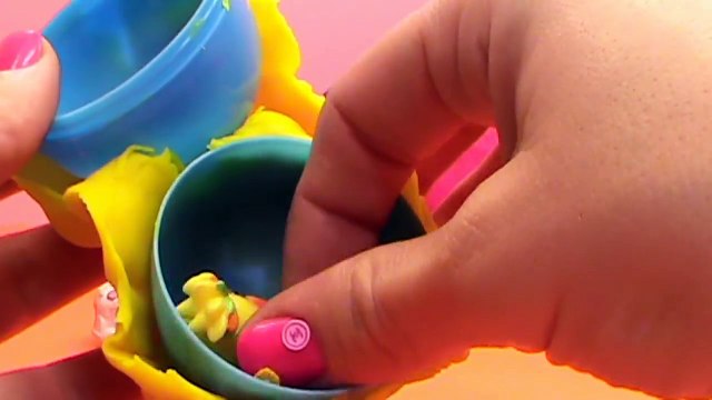 PlayDoh surprise eggs unboxing toys Masha and the Bear, SpanchBob, monster High, Mickey Mouse