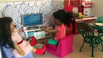 DIY American girl Dollhouse - Entertainment Set, Table & Chairs, Our Generation, fold out bed