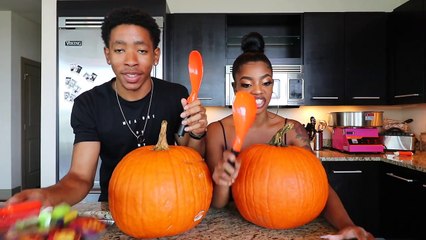 INSANE BF VS. GF PUMPKIN CARVING CHALLENGE!!!!
