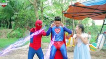 Spider Man Impersonating Spiderman and Frozen Elsa playing ferris Batman Superheroes fun