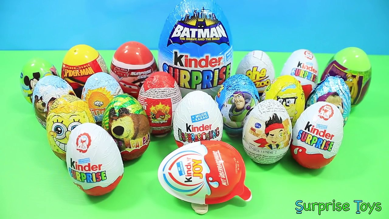 20 Surprise Eggs - BATMAN Kinder JOY Cars 2 Маша и Медведь Disney Pixar