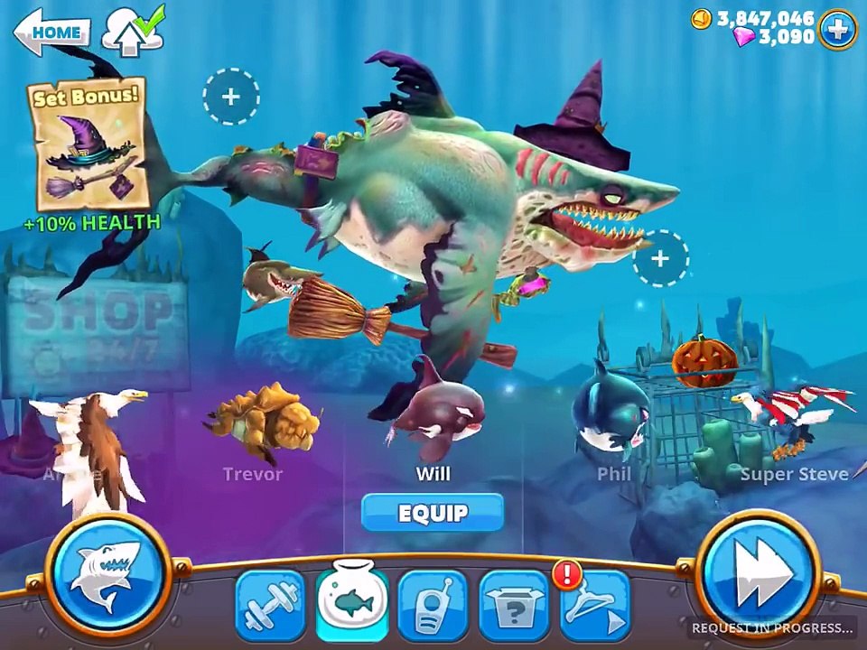 HUNGRY SHARK WORLD ZOMBIE SHARK / WITCH SET / HALLOWEEN Gameplay