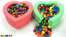 Learn Colors Kinetic Sand Heart Candy M&M's with Bad Baby Paw Patrol Colors For Children Fun