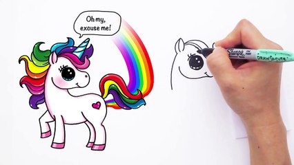 How to Draw a Cartoon Unicorn Farting Cute step by step