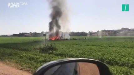 Fête nationale espagnole: un avion de chasse s'écrase après le défilé