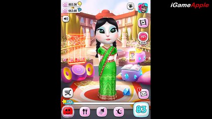 My Talking Angela Indian Sari with Twin Braids Hair Makeover Gameplay for Kids HD