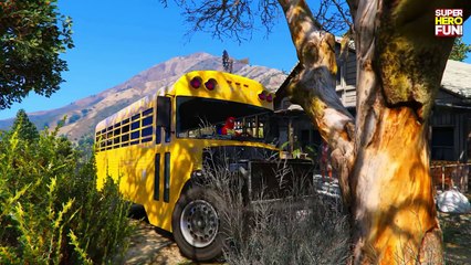 YELLOW SCHOOL BUS with Spiderman Cartoon for Kids and Nursery Rhymes Songs