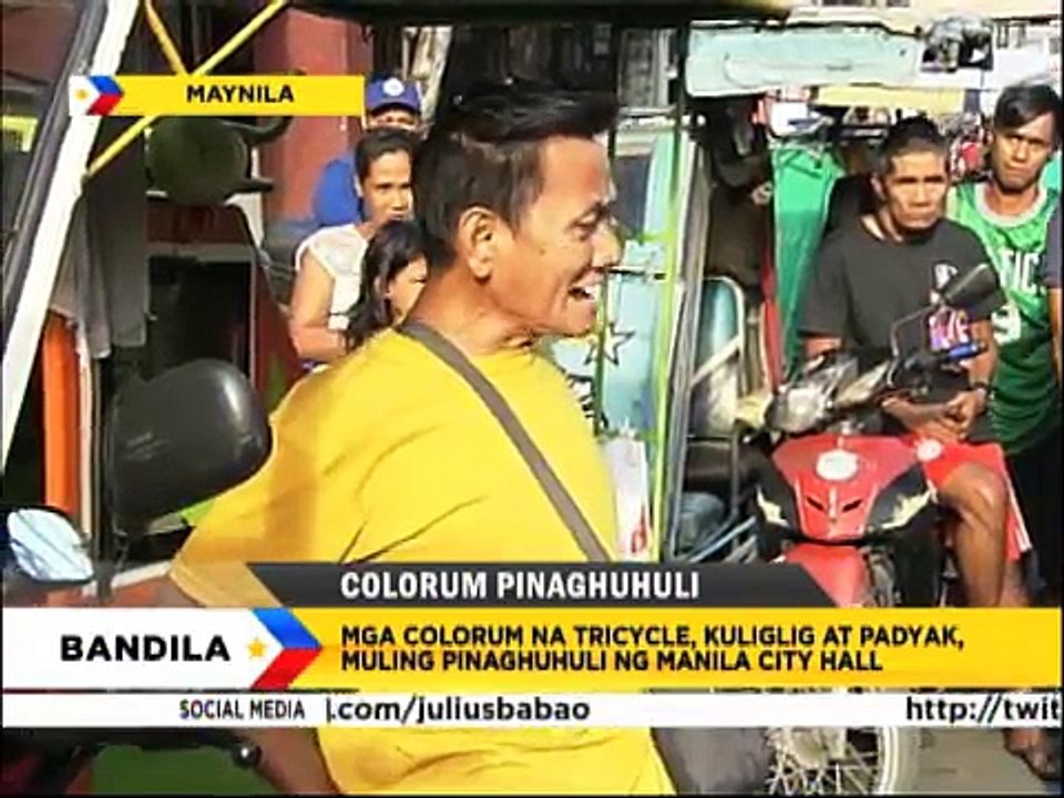 Bandila Mga colorum na tricycle, kuliglig, at padyak hinuli sa Maynila
