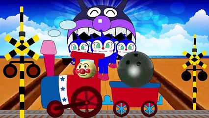 アンパンマンおもちゃアニメ ふみきり 【10色 英語】 ドキンちゃん ボーリング 踏切 子供 キッズ向け アニメ Learning colors for Children