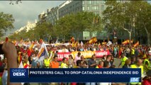 i24NEWS DESK | Protesters calll to drop Catalonia Independence bid | Thursday, October 12th 2017