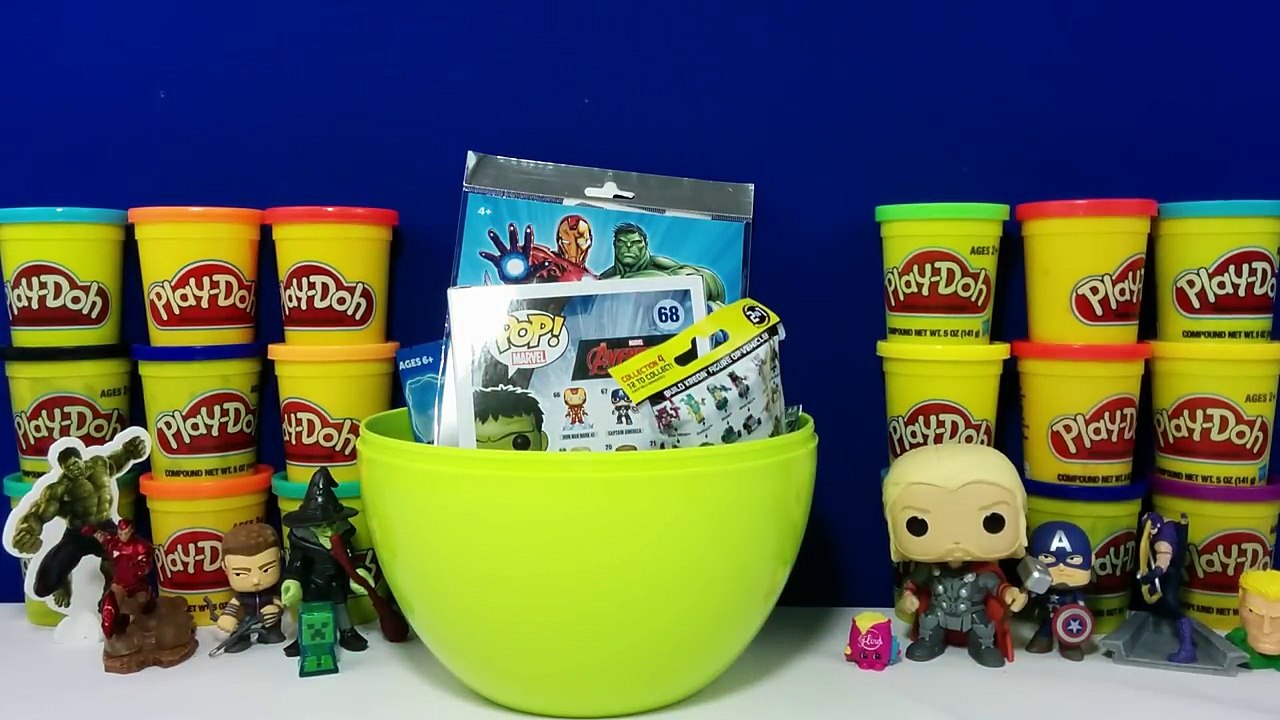 GIANT HULK Surprise Egg Play Doh - Avengers Toys Funko Pop Minecraft DC Comics Mashems