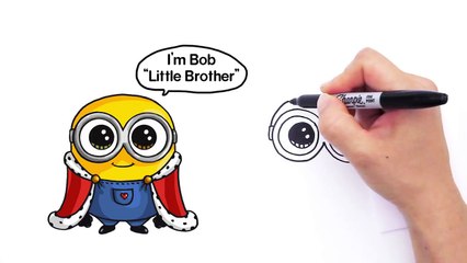 How to Draw Minion King Bob Cute Step by step