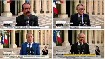 Formation pro, apprentissage, assurance chômage: interviews de Mailly (FO) Martinez (CGT), Hommeril et Louis à l'Élysée