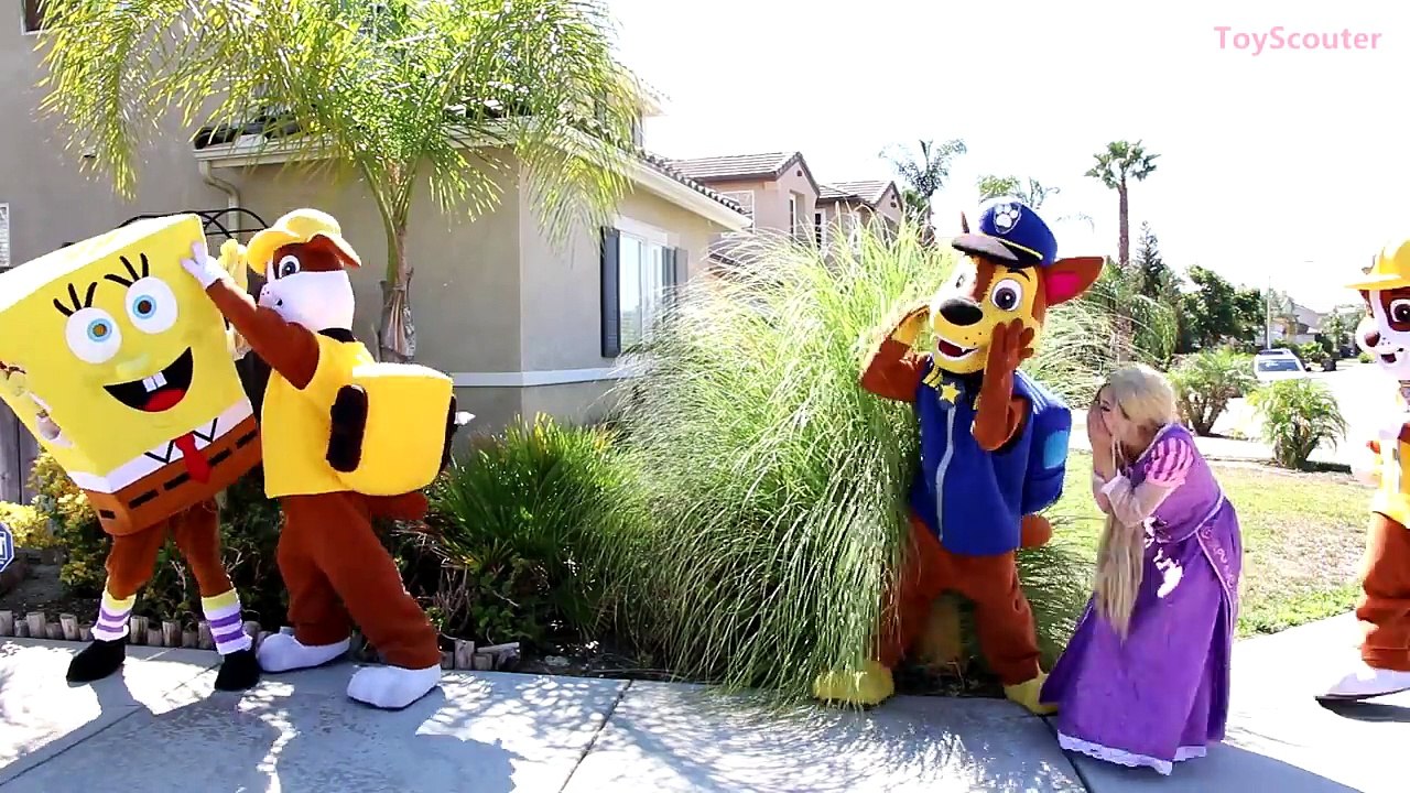 Princess Rapunzels Nose FALLS off! w/ PAW Patrol Rubble Rocky & Spongebob in Real Life