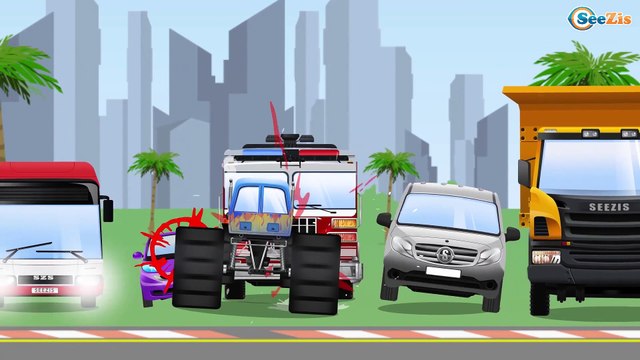 Voiture de Police VROUM VROUM - Voiture sur la Route - Dessin animé avec les Voitures et Les Camions