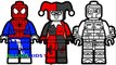 Lego Spiderman vs Lego Harley Quinn vs Lego Deadshot Coloring Book Coloring Pages Kids Fun Art