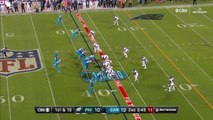Philadelphia Eagles defense surrounds Carolina Panthers quarterback Cam Newton for wrap-up sack