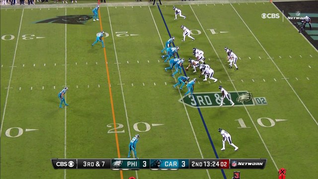 Tony Romo: 'They're going to come after him,' Wentz sacked by Carolina Panthers outside linebacker Thomas Davis