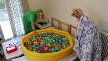 Sick FROZEN ELSA vs Doctor JOKER! w/ Ball Pit, Spiderman, Skeleton ★ SUPERHERO Fun In Real Life :)