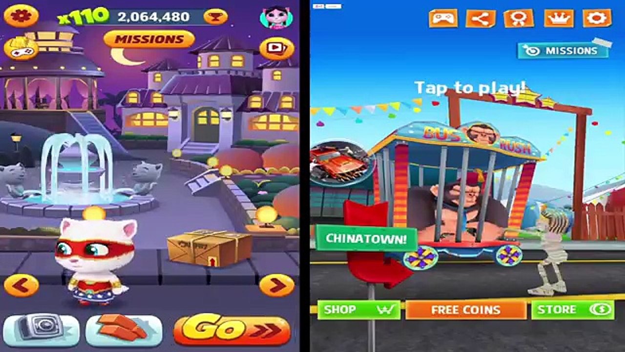 Talking Tom Gold Run NEW Super Angela Vs Bus Rush Mummy Run In Chinatown Highest Score Run