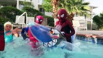 Spiderman Frozen Elsa & Pink Spidergirl Twins POOL PARTY Twin Deadpool Batman vs Joker Funny Prank