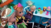 Elsa and Anna Toddlers Amusement Park Bumper Cars Bowling Rides Barbie Friends Arcade Toys In Action