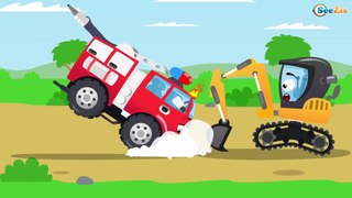 Learn Colors Tractor & Construction Trucks Cartoon Compilation Kids Video Diggers for children