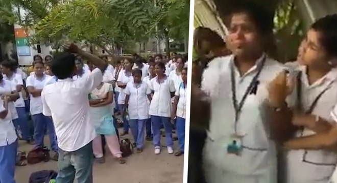 தனியார் மருத்துவமனை செவிலியர்கள் நிலை இப்படி ஆகிடுச்சே!-வீடியோ