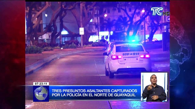 Tres presuntos asaltantes capturados por la policía en el norte de Guayaquil