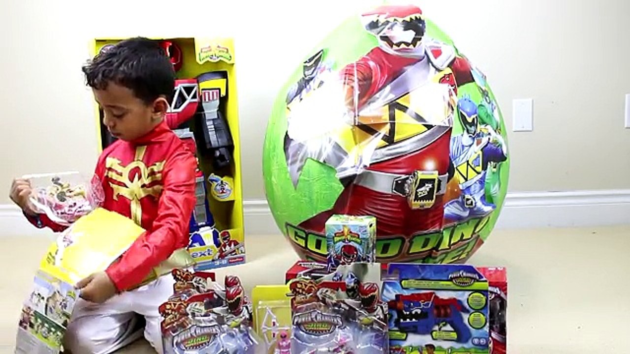 POWER RANGERS Dino Super Charge Giant Egg Surprise Opening Toys Kids Video Mystery Toys