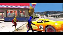 BLUE Spiderman & YELLOW Spiderman Nursery Rhymes Disney Cars Lightning McQueen | Children Songs