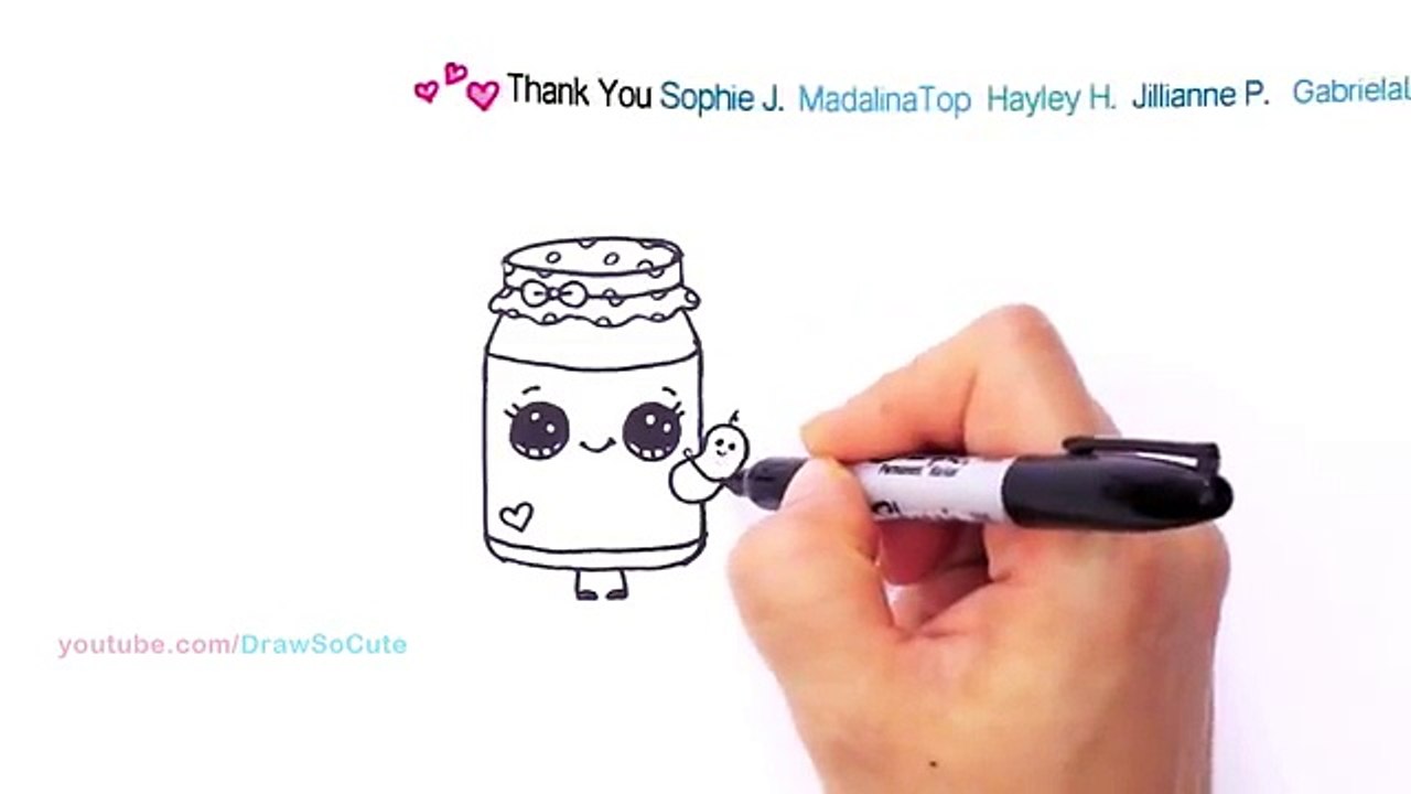 How to Draw Cute Cartoon Food - Peanut Butter and Jelly Sandwich