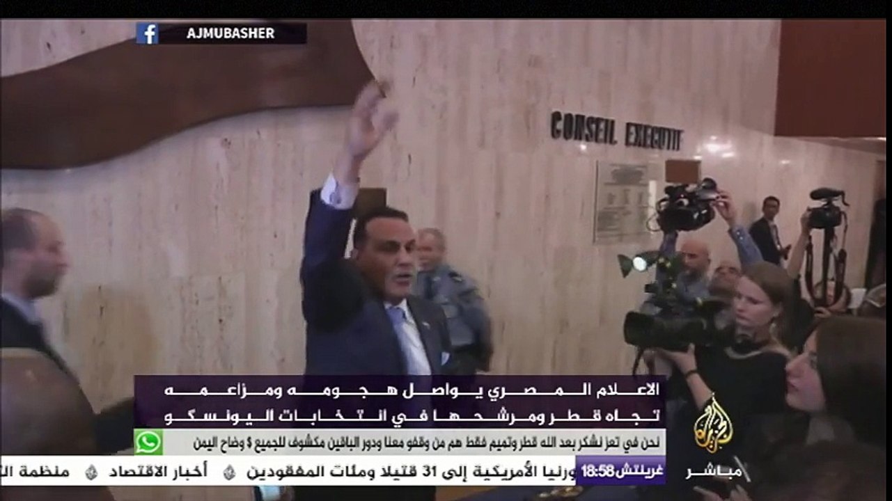 أحد أعضاء البعثة المصرية داخل مقر اليونسكو _ _لا قطر تحيا فرنسا_