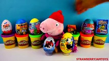 Peppa Pig Play Doh Spongebob Spiderman Kinder Surprise Shoppkins TMNT Surprise Eggs StrawberryJamToy