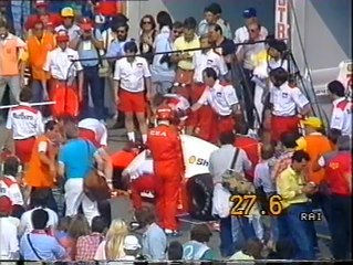 GP Italia 1986: Pit stop di N. Piquet,K. Rosberg,Brundle,Jones,Johansson e Mansell,sosta di Prost e ritiro di Alliot