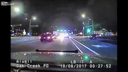 Dashcam video shows Oak Creek man with 4-year-old boy in the vehicle crashing into police car