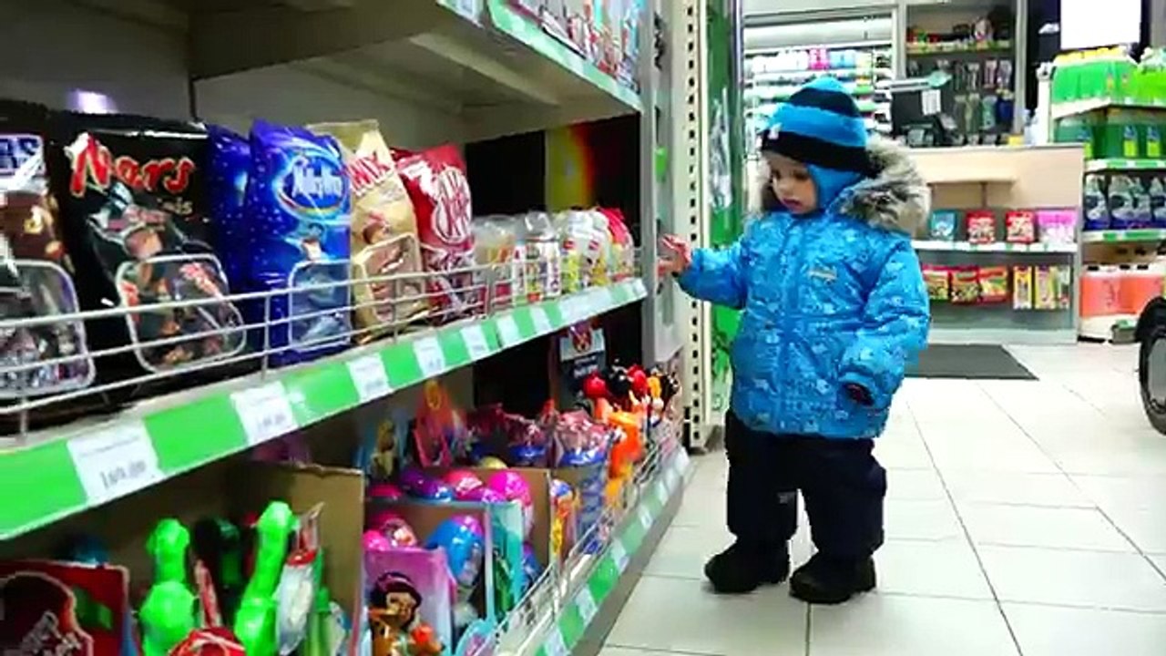 Bad Baby Driving Car to Petrol Station / KIDS TOY HUNT Shopping Trips