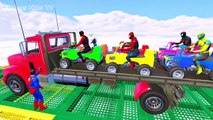 Learn Colors for Children! Color Offroad Cars in Spiderman Cartoon - Learning Colours for Kids