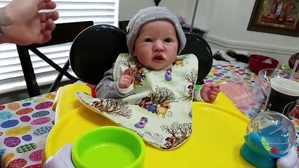 Reborn Baby Dolls First Time Eating Baby Food! MESSY Baby! Doll That Eats & Drinks! Toy Doll!