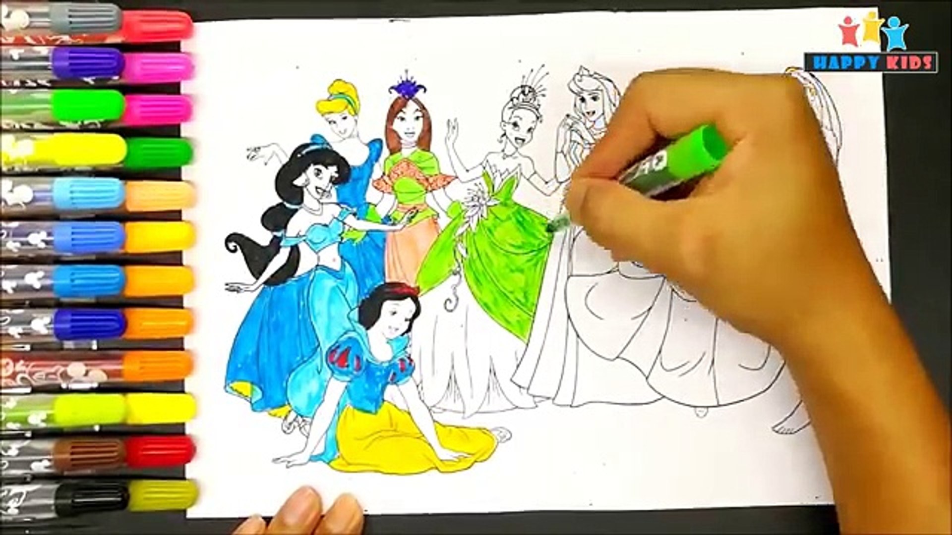 Coloring Disney Princess Learn Colour With Disney Princess Coloring Pages Coloring Book For Kids Video Dailymotion