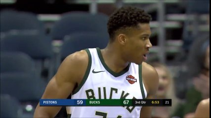 Giannis Antetokounmpo Block Party - Piston vs Bucks  - October 13, 2017