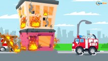 Kids Cartoon: The White Ambulance with The Fire Truck - Emergency Vehicles Cartoon for children