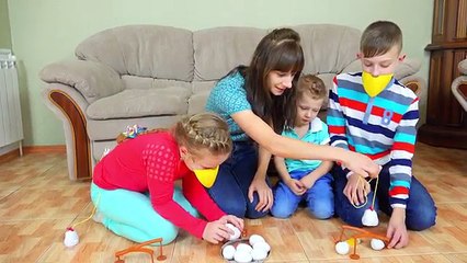 Совместный Челлендж каналов Anna Kids TV и Данька ТВ. Игра НЕ РАЗБЕЙ ЯЙЦО! Девочки против мальчиков!
