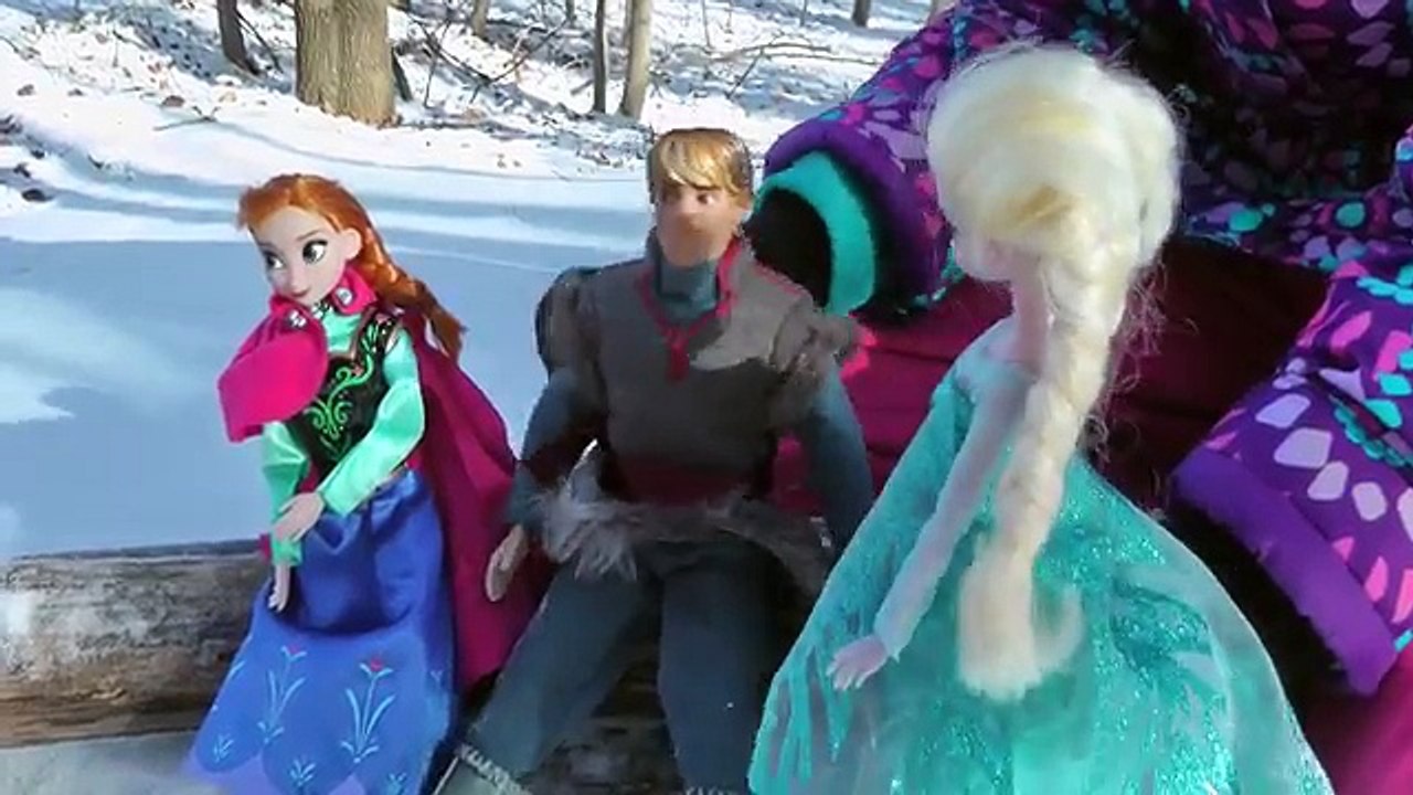 SLEIGHING! SNOW fun ! ELSA and ANNA toddlers play in SNOW and have fun